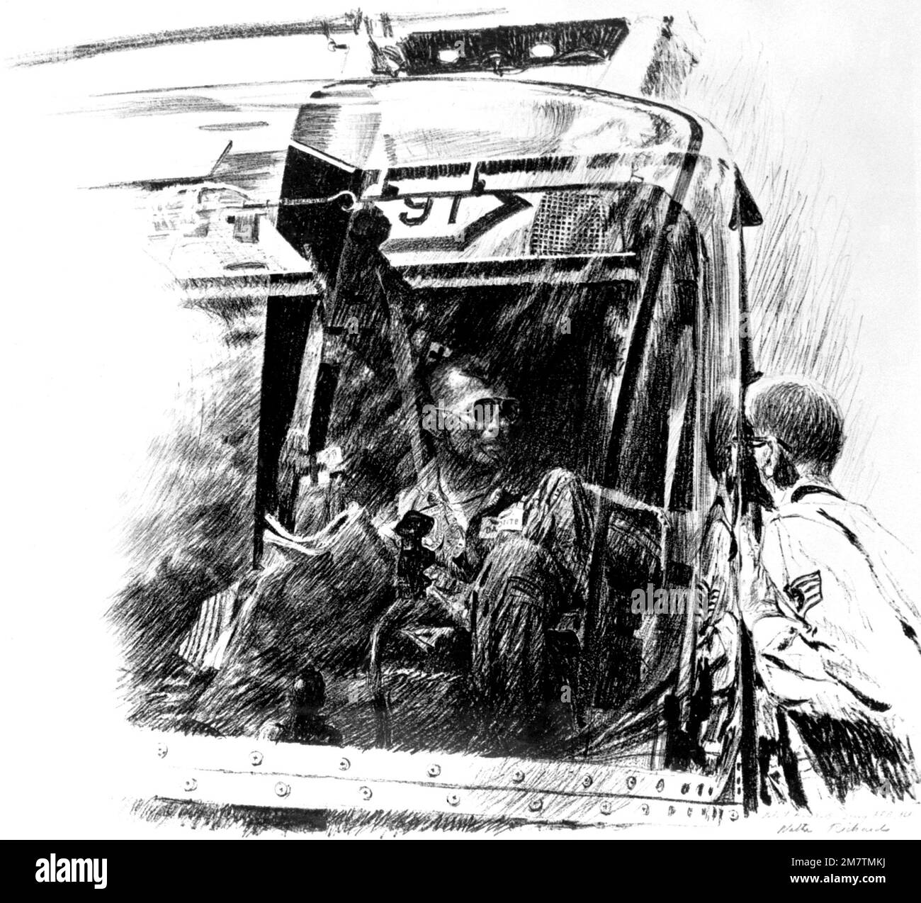 Illustrazione: 'Helicopter Pilot - Craig AFB, Alabama' artista: Walter Richards. Paese: Sconosciuto Foto Stock