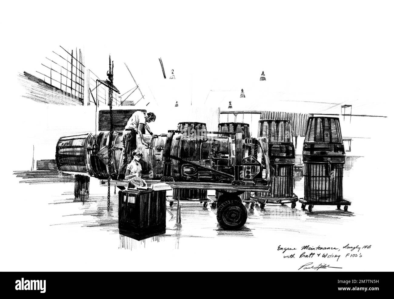 Illustrazione: 'Controllo dei motori' artista: Paul Fjeld. Paese: Sconosciuto Foto Stock