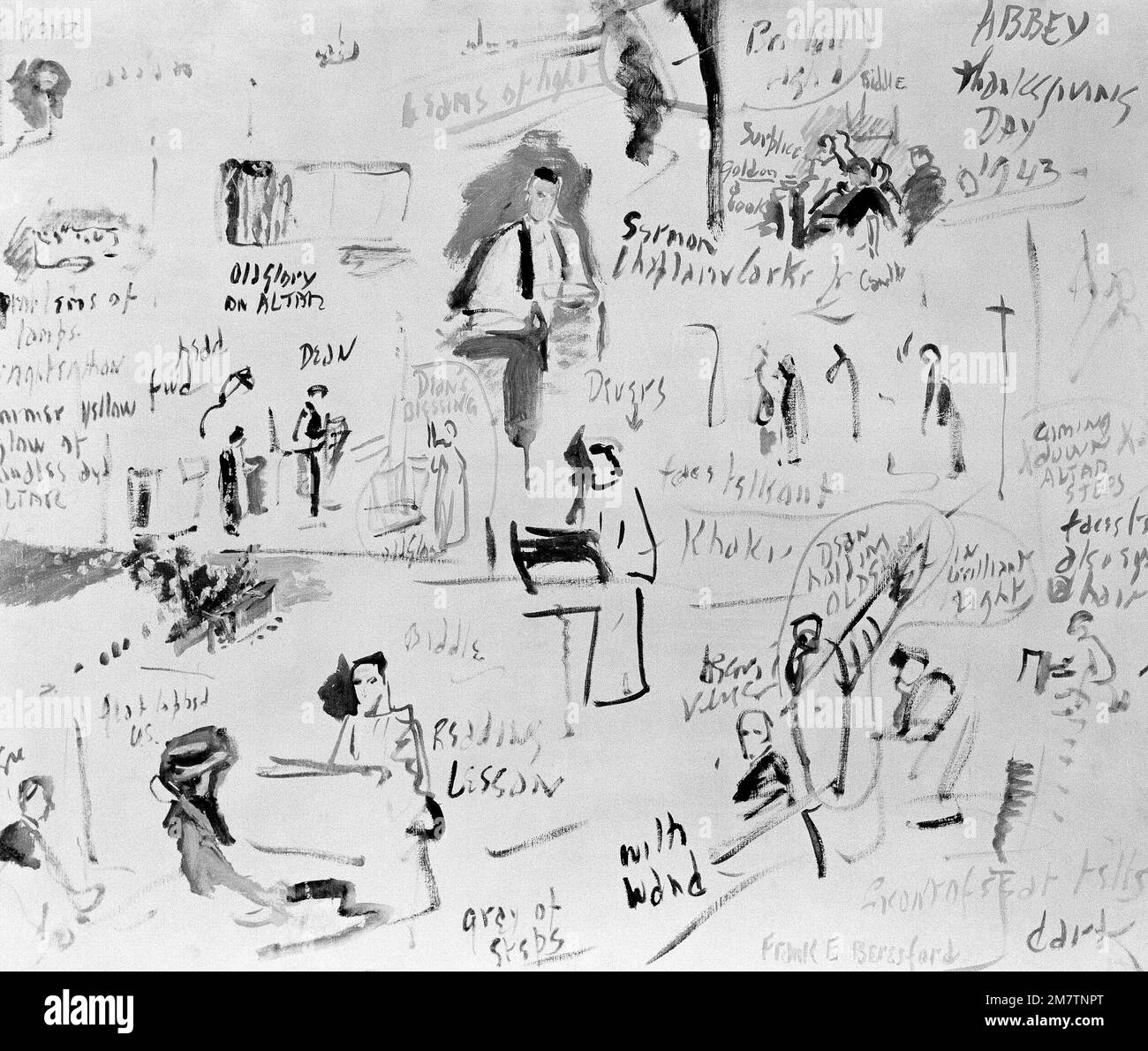 Illustrazione: 'Sketches for - 'The Thanksgiving Day Service in Westminster Abbey 1944' artista: Frank Beresford. Paese: Sconosciuto Foto Stock