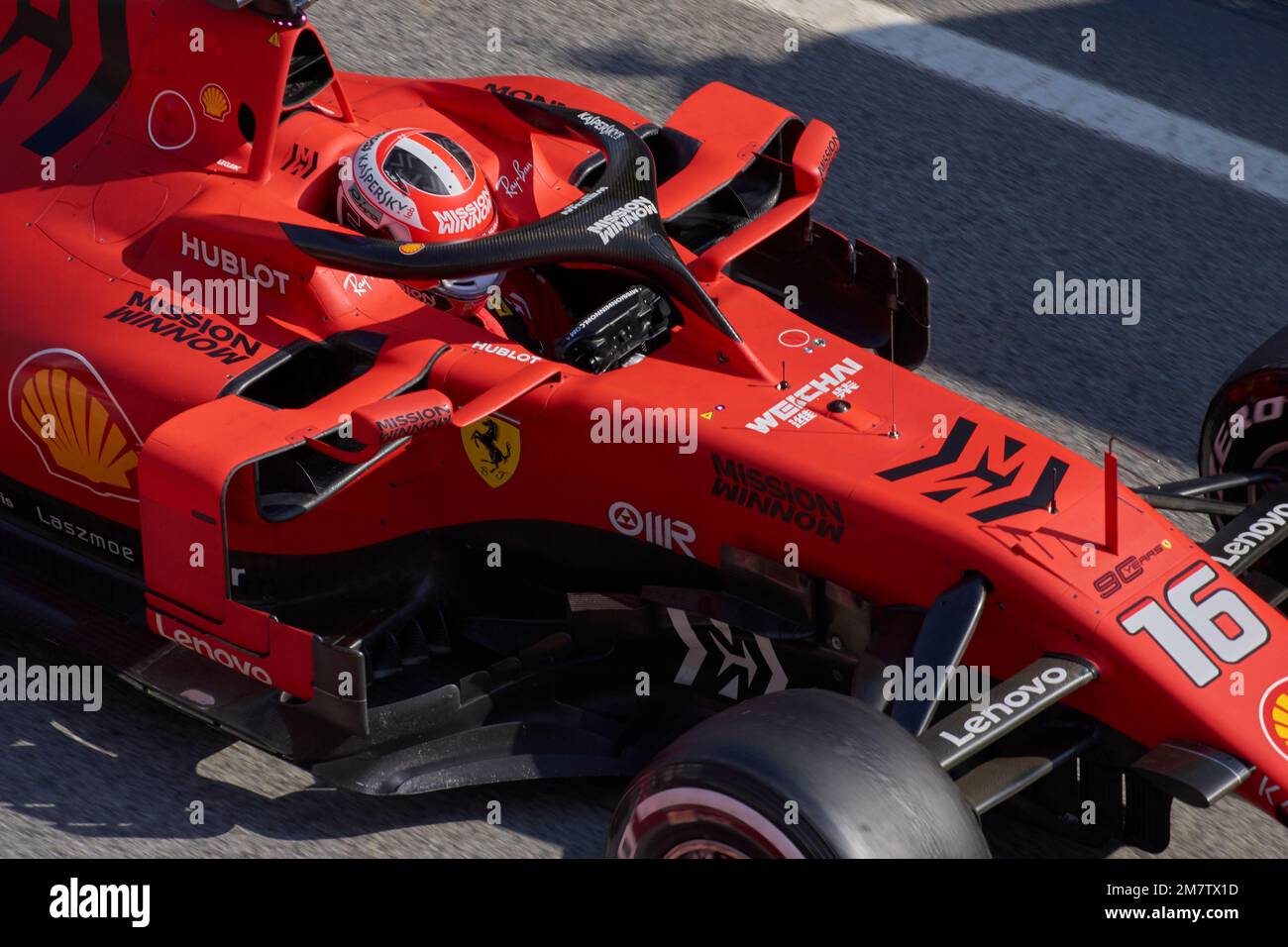 21.02.2019. Montmeló, Spagna, Charles Leclerc entra nella pitline del circuito di Montmelo nelle 2019 prove pre-stagione Foto Stock