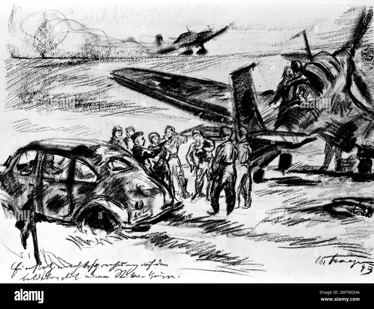 Illustrazione: 'I piloti di Stuka discutono una missione - Charkova' artista: W. Traeger. Paese: Sconosciuto Foto Stock