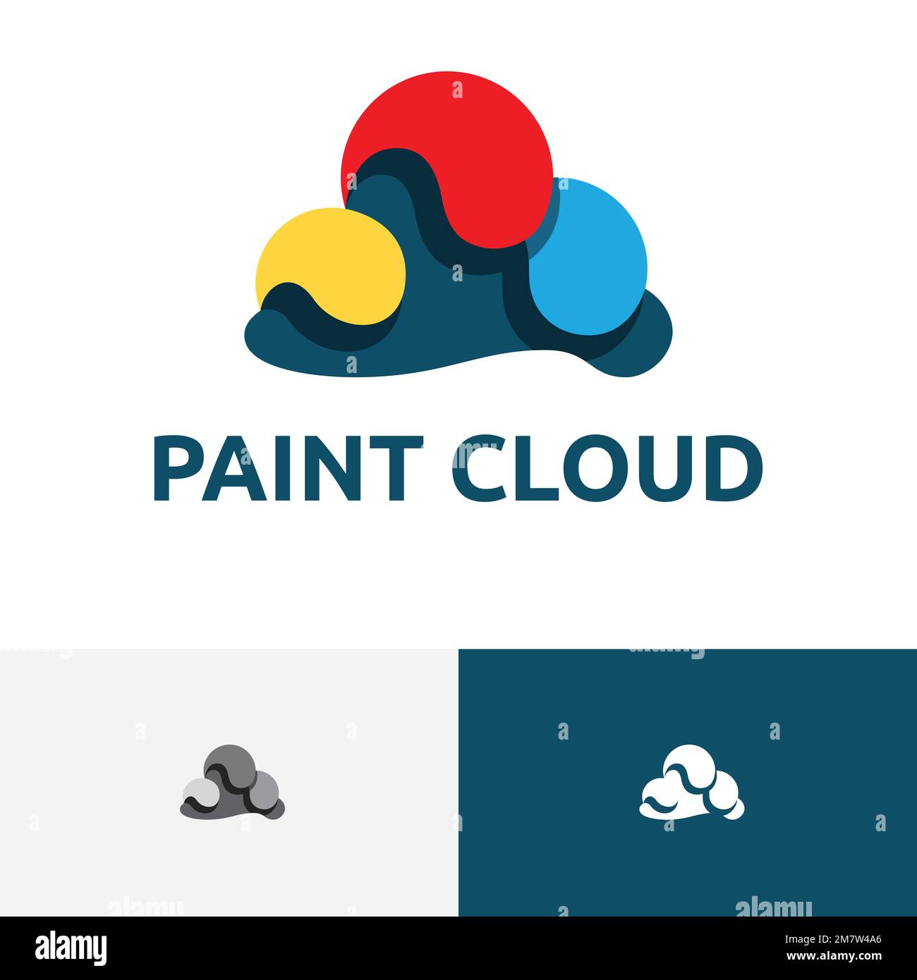 Colorato Paint Cloud House decorazione d'arte logo Illustrazione Vettoriale