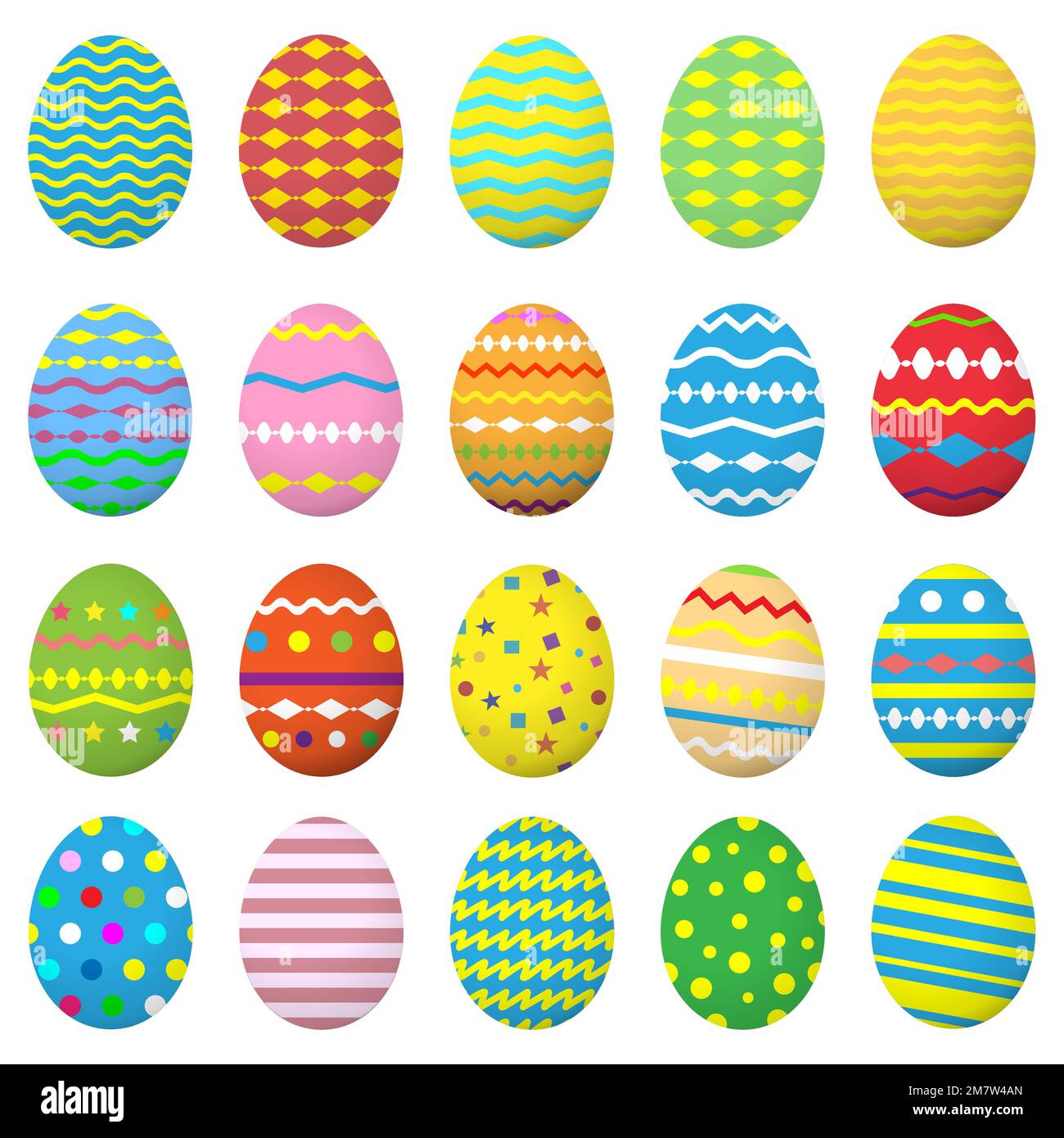 Set di icone delle uova di Pasqua. Uova di raccolta. Isolato su sfondo bianco. Illustrazione vettoriale. Illustrazione Vettoriale