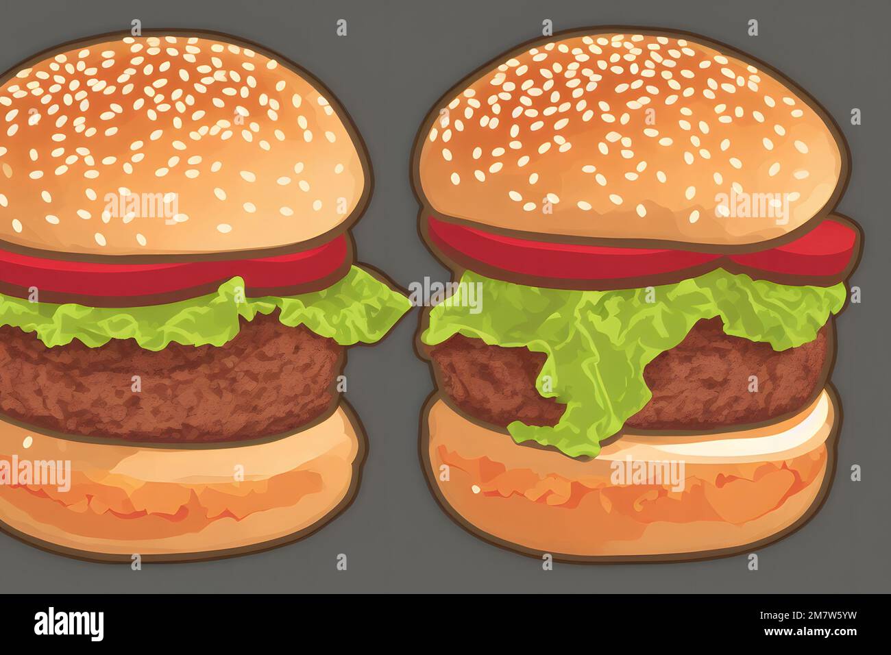 Illustrazione di hamburger in stile contemporaneo, un classico fast food Foto Stock