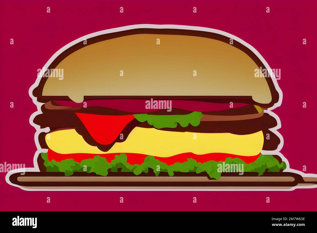 Illustrazione di hamburger in stile retrò, un classico fast food Foto Stock