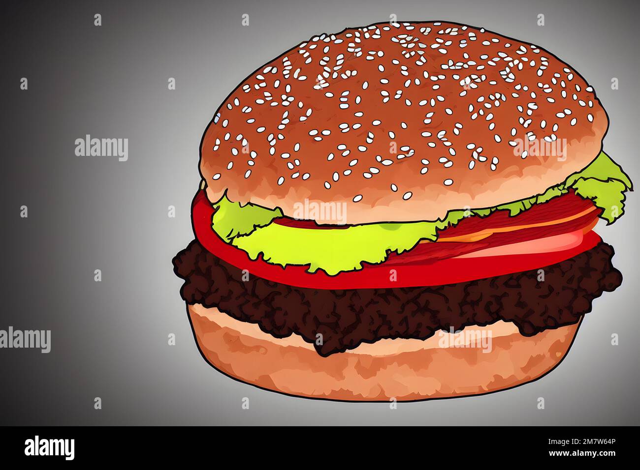 Illustrazione di hamburger in stile minimalista, un classico fast food Foto Stock