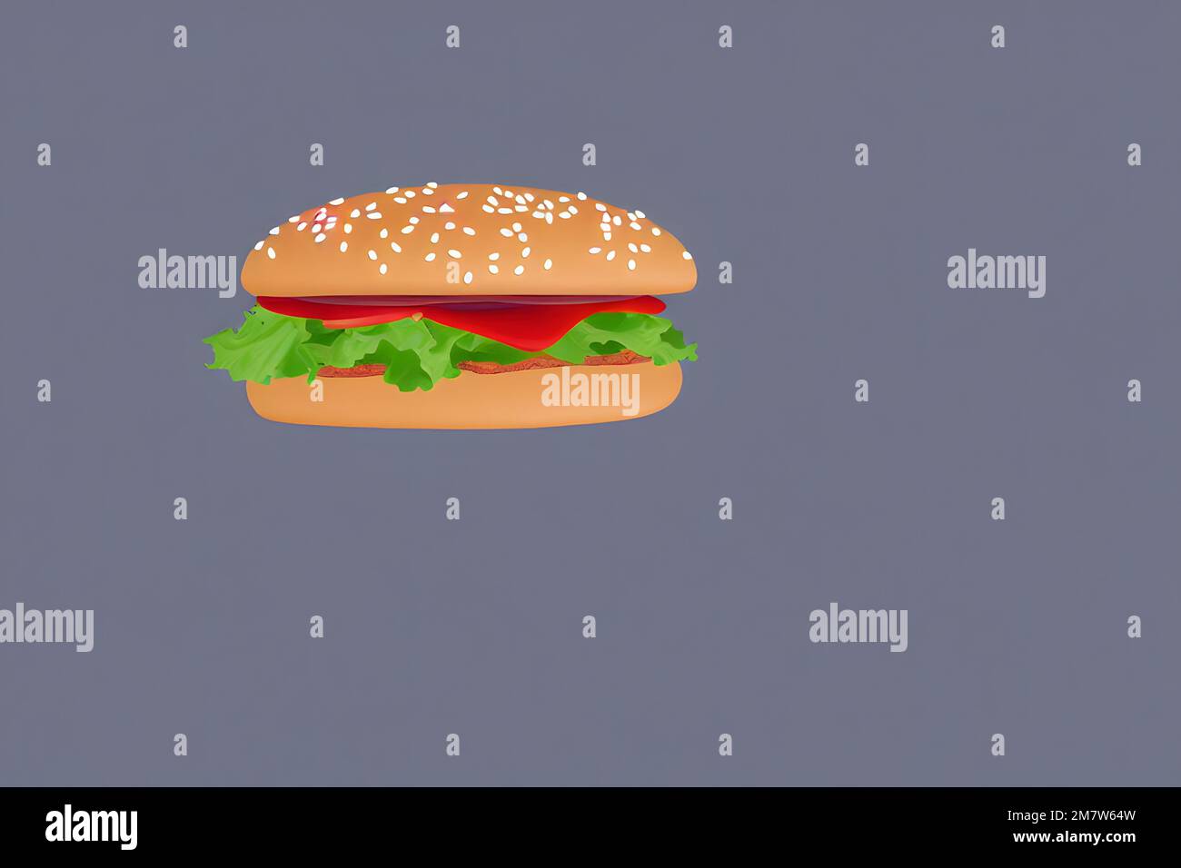 Illustrazione di hamburger in stile piatto, un classico fast food Foto Stock