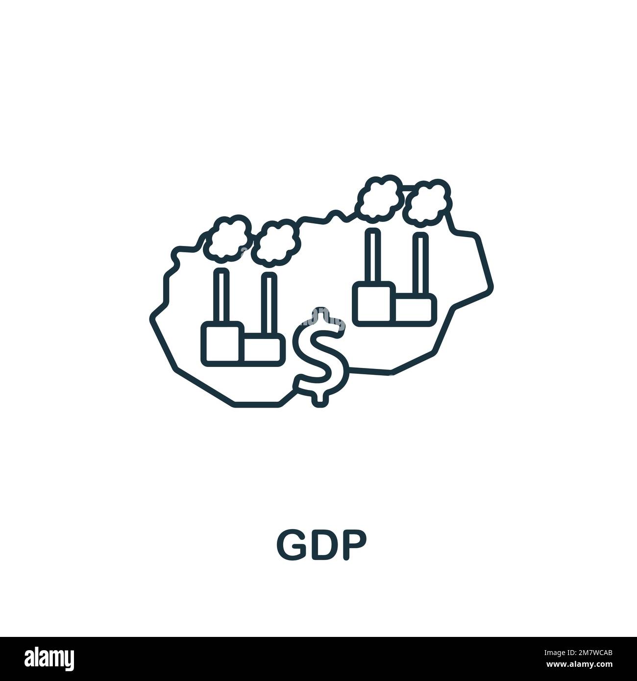 Icona GDP. Icona monocromatica del mercato azionario semplice per modelli, web design e infografiche Illustrazione Vettoriale