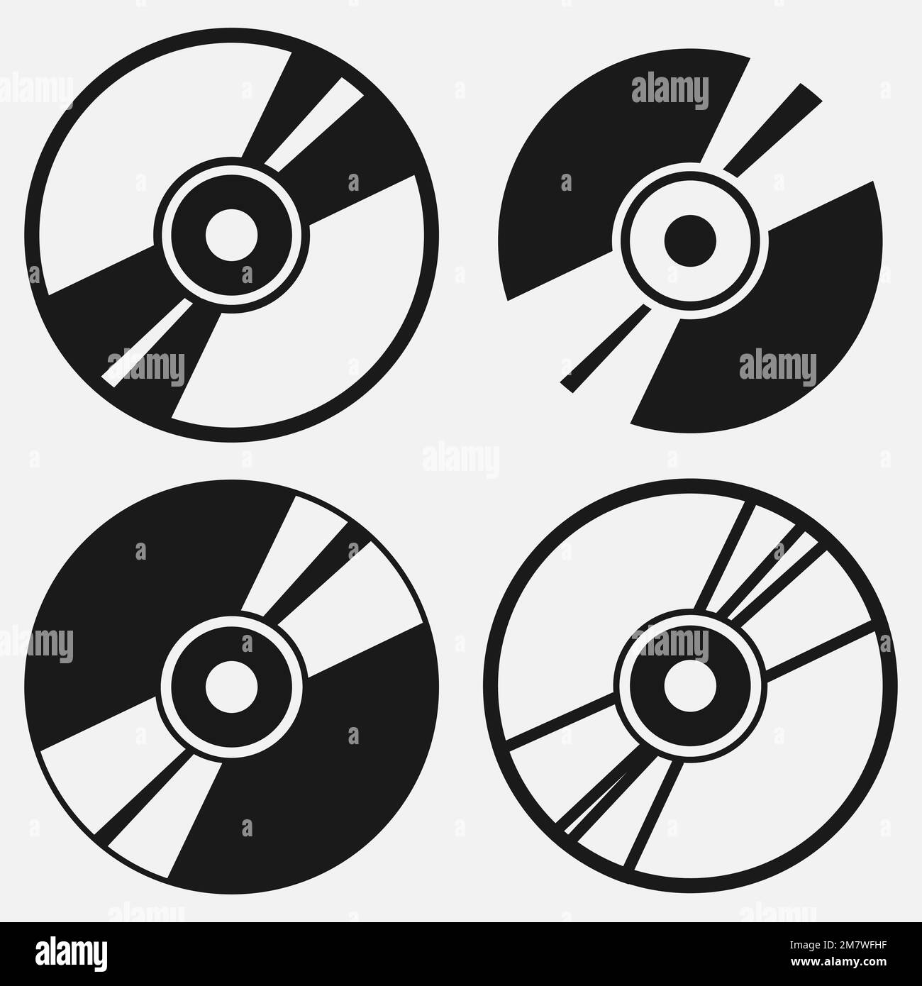 Set di icone per compact disc. Illustrazione vettoriale. EPS 10. Illustrazione Vettoriale