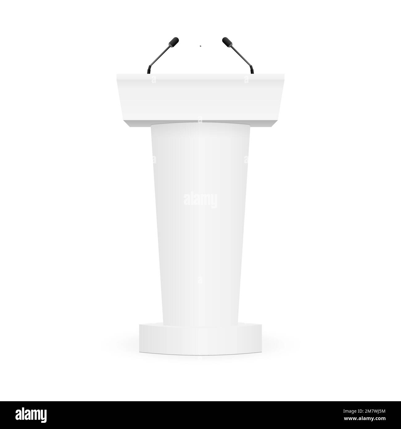Podio Tribune Rostrum Stand con microfoni isolati su sfondo bianco. Illustrazione vettoriale, eps 10 Illustrazione Vettoriale
