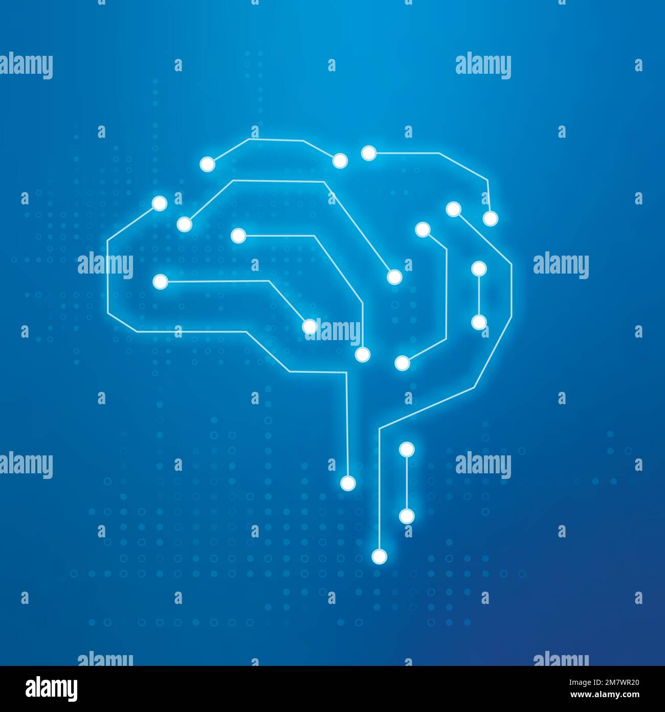 Vettore icona cervello di connessione tecnologia ai nel concetto di trasformazione digitale blu Illustrazione Vettoriale