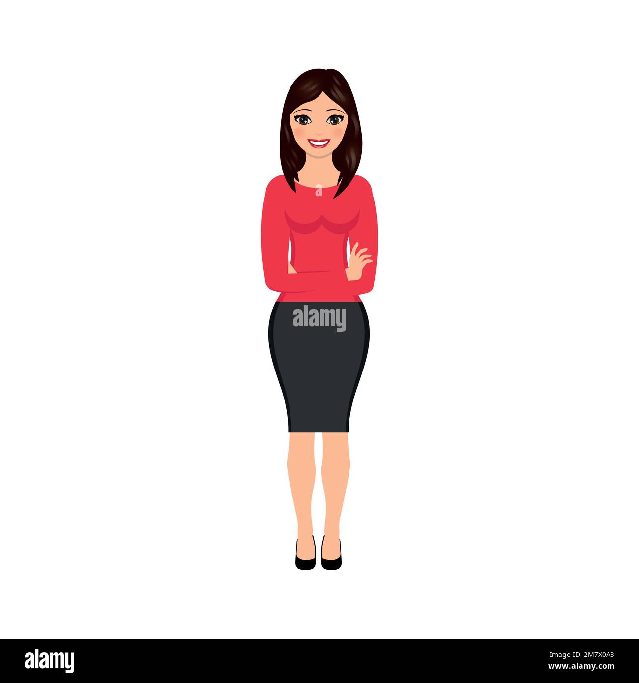 Le donne d'affari si pongono isolate su sfondo bianco. Illustrazione vettoriale. EPS 10. Illustrazione Vettoriale