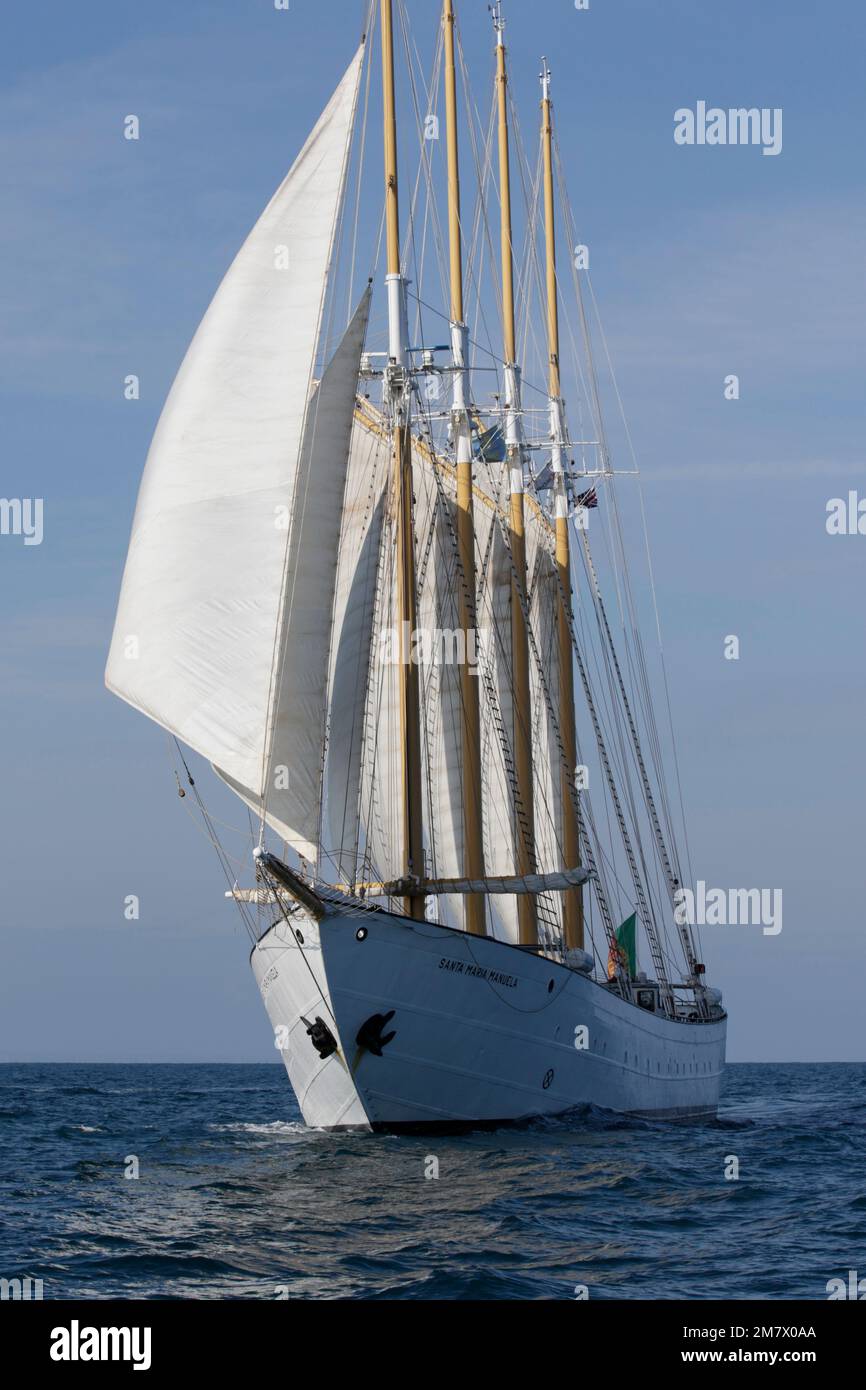 Goletta portoghese Santa Maria Manuela, partenza gara di Torbay, 2017 Foto Stock