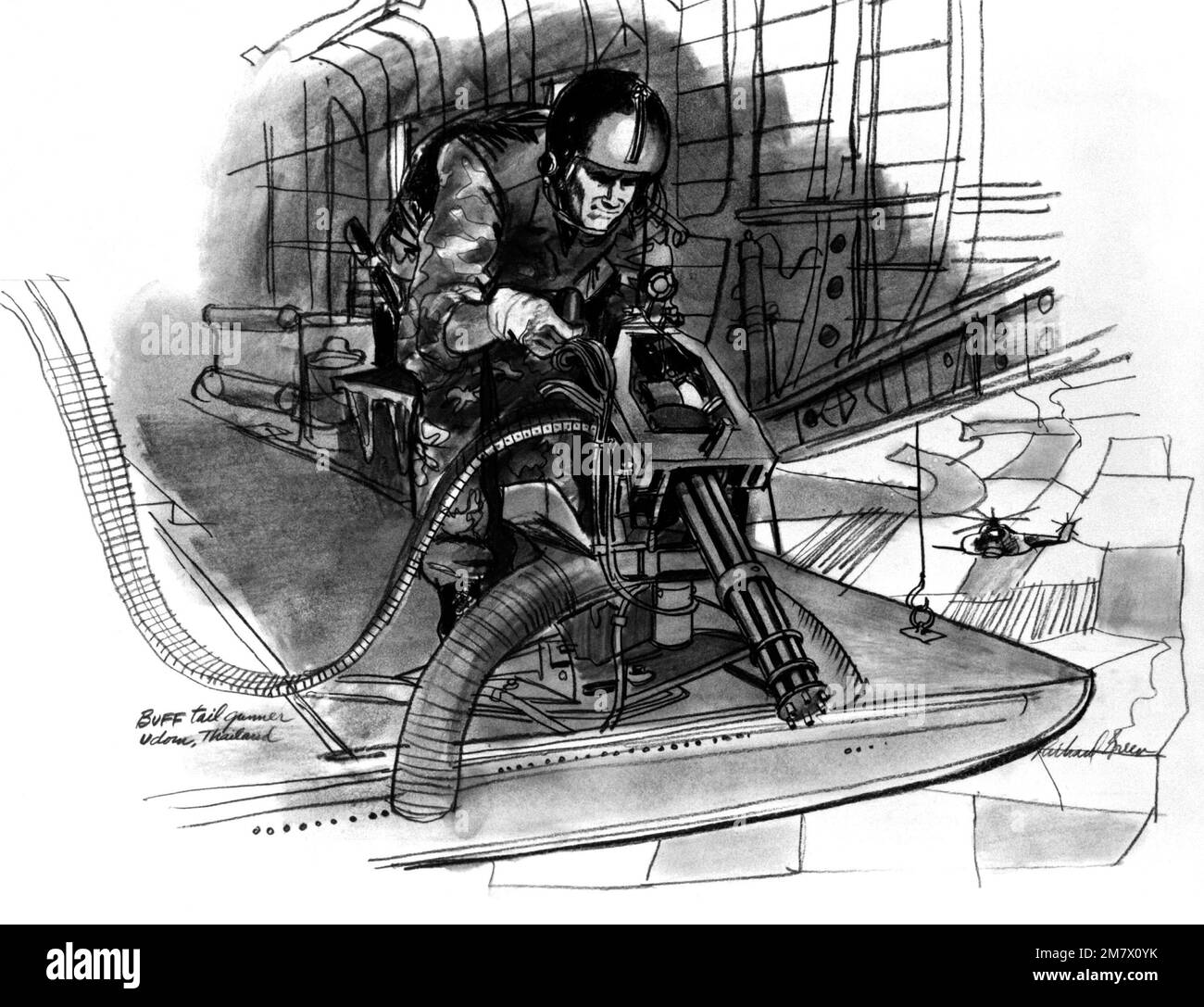 Illustrazione: 'Tailgunner su un Chopper' artista: Richard Green. Paese: Sconosciuto Foto Stock