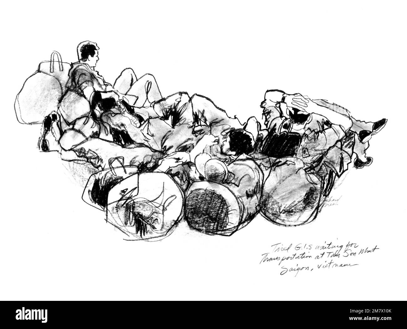 Illustrazione: 'Waiting in Saigon' artista: Richard Green. Paese: Sconosciuto Foto Stock
