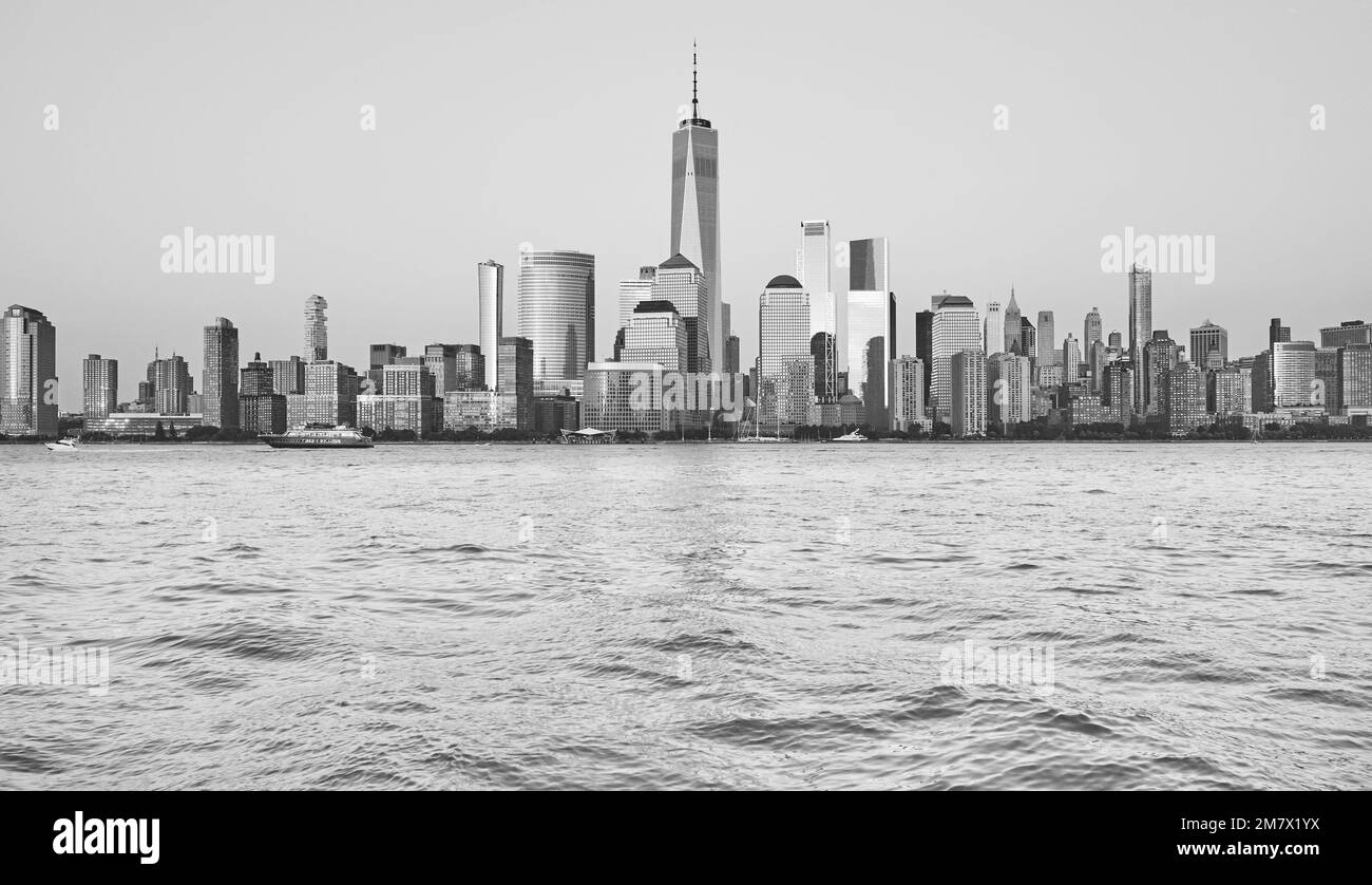 Foto in bianco e nero del lungomare di Manhattan, New York City, USA. Foto Stock