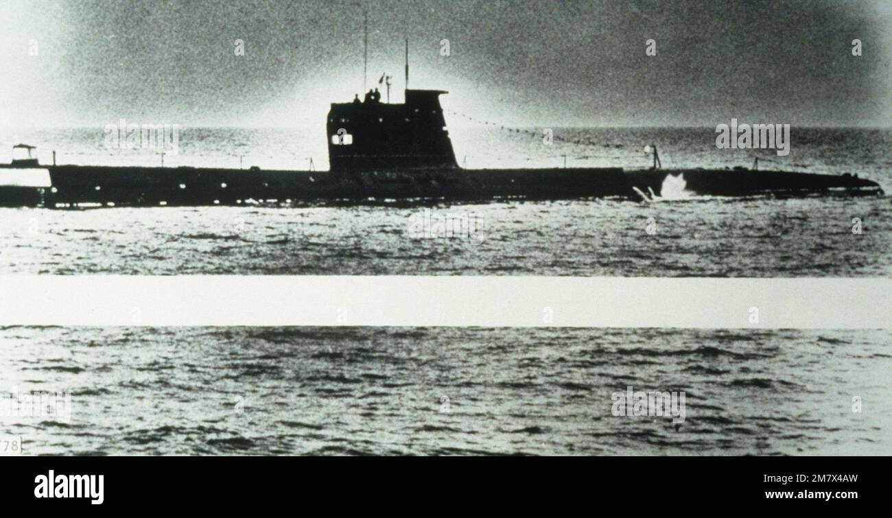 Una visione di un sottomarino libico di attacco di classe Foxtrot. Paese: Sconosciuto Foto Stock