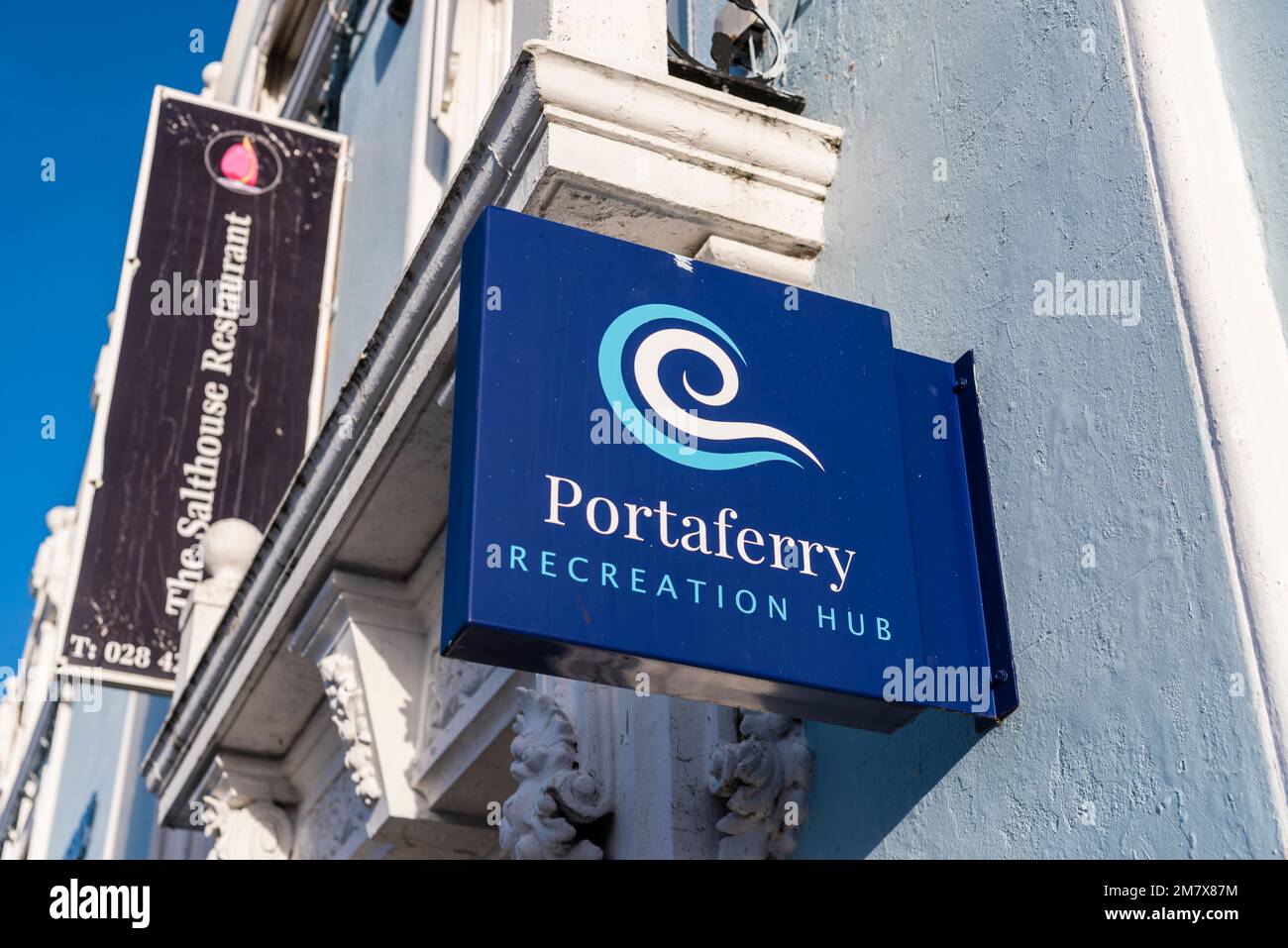 Centro ricreativo, uno spazio comunitario che ospita arti, artigianato, spettacoli ed eventi comunitari, Portaferry, County Down, Irlanda del Nord, Regno Unito Foto Stock