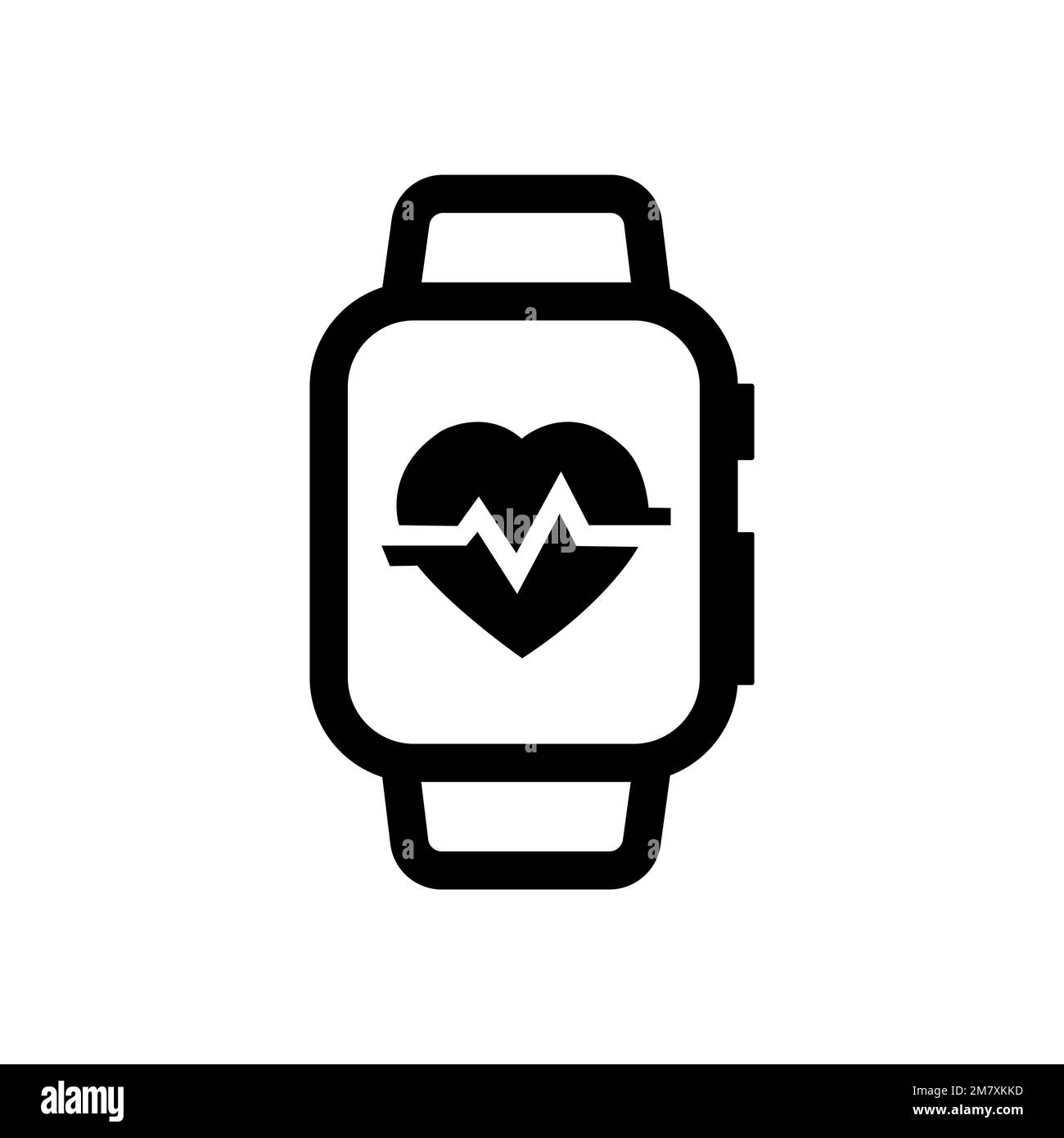 Icona della linea della frequenza cardiaca smartwatch design vettoriale, icona della linea del tratto modificabile Illustrazione Vettoriale