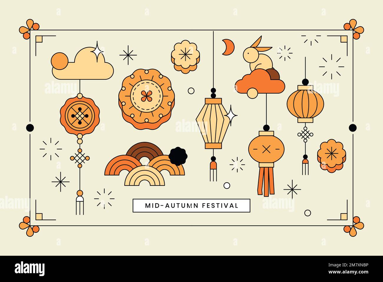 Beige cinese metà autunno festival vettore di sfondo Illustrazione Vettoriale