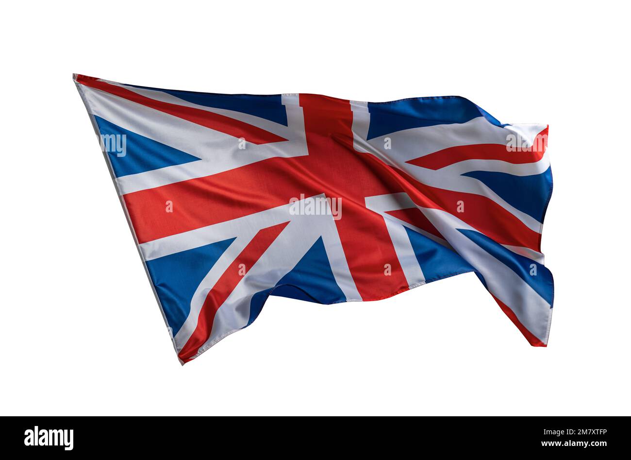 Bandiera di British Union Jack isolata su bianco Foto Stock