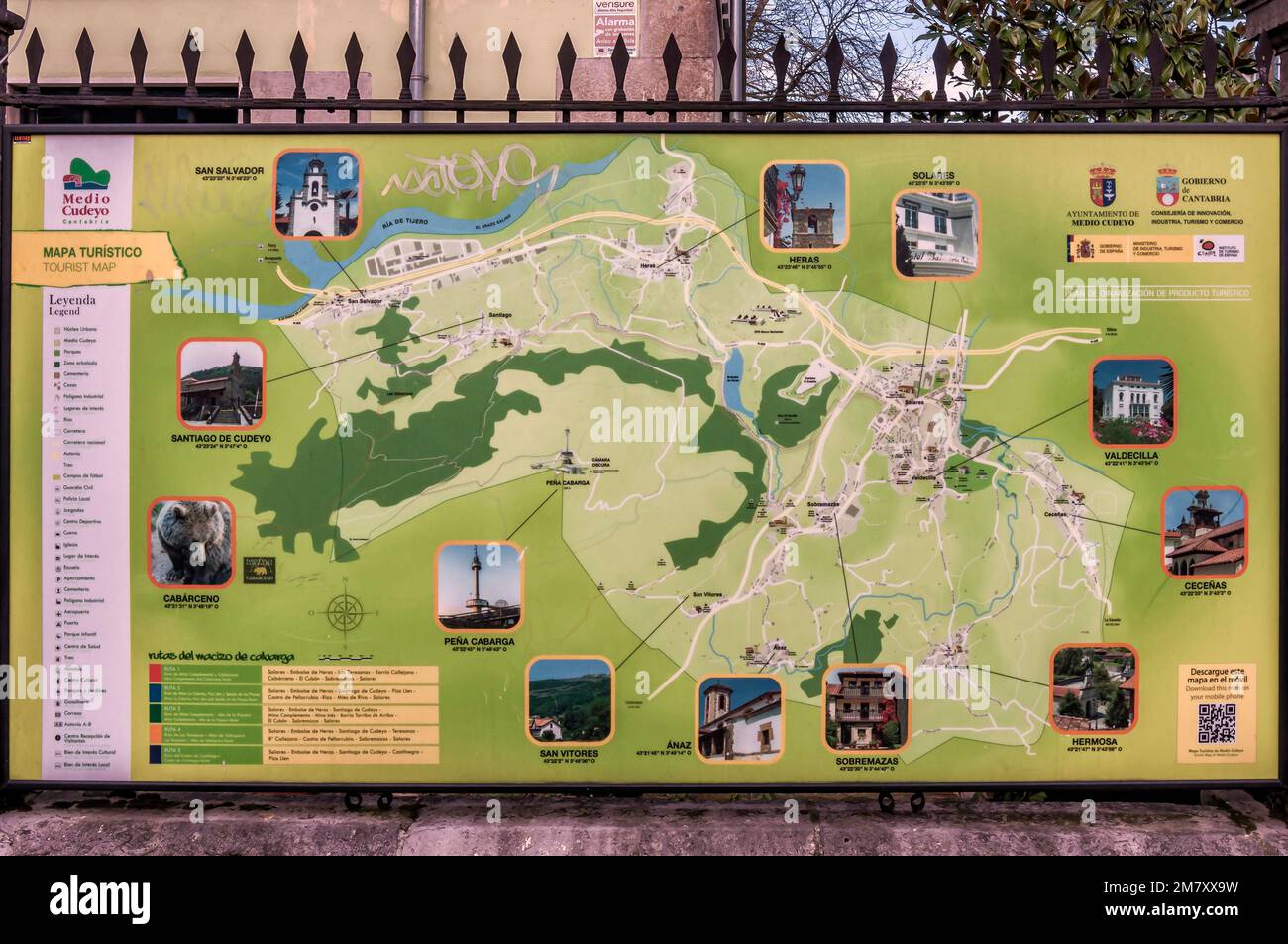 Foto della mappa turistica di Medio Cudeyo, Cantabria, Spagna, Europa Foto Stock