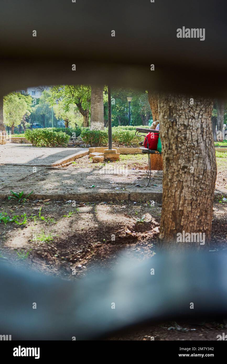 Un banco da un'angolazione diversa Foto Stock