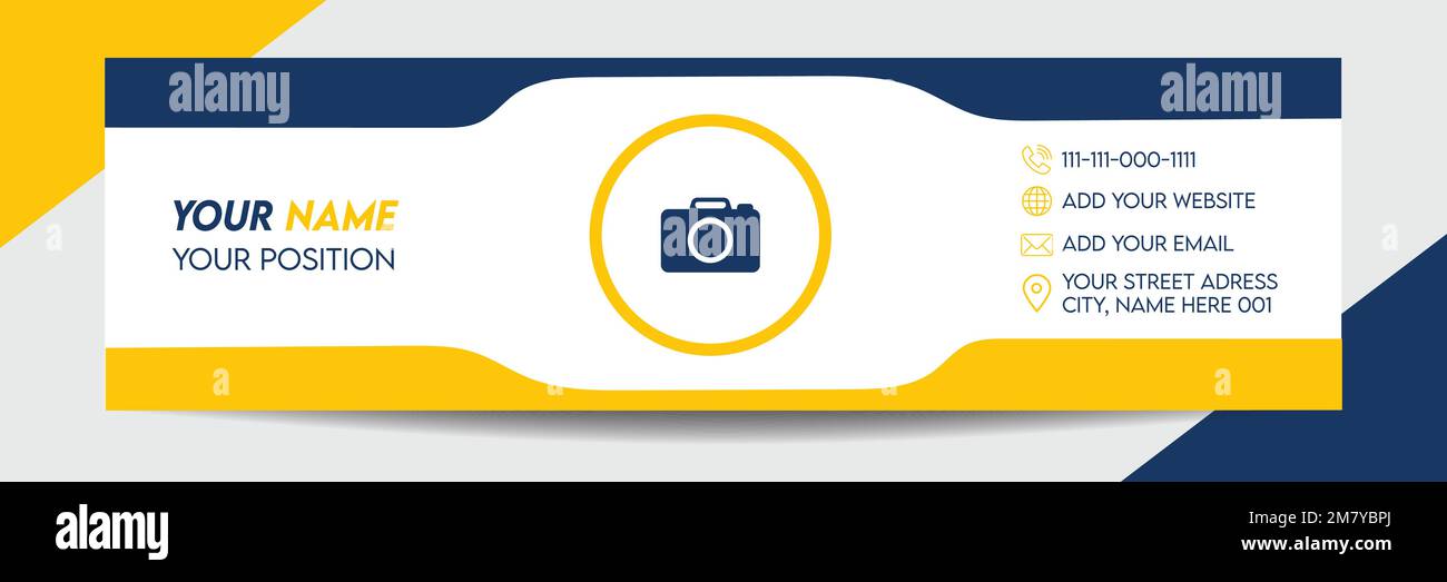 Modello di firma e-mail aziendale creativa. Piè di pagina e-mail e copertina dei social media personali Illustrazione Vettoriale