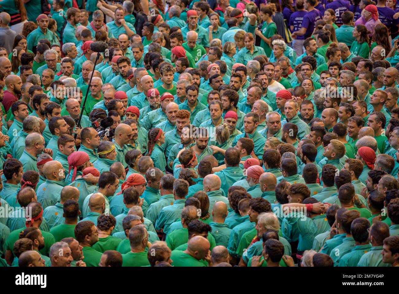 Concurs de Castells de Tarragona 2022 (concorso Castells di Tarragona). Concorso di domenica. Castellers de Vilafranca (Tarragona, Catalogna, Spagna) Foto Stock