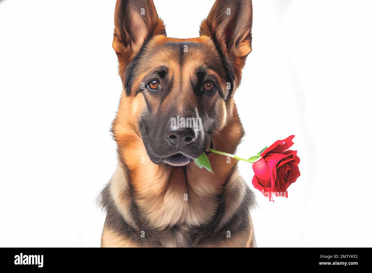 3D rendete adorabile primo piano di un cane pastore tedesco che tiene rosa  rossa in bocca isola sfondo bianco, che rappresenta il perfetto regalo di  San Valentino Foto stock - Alamy