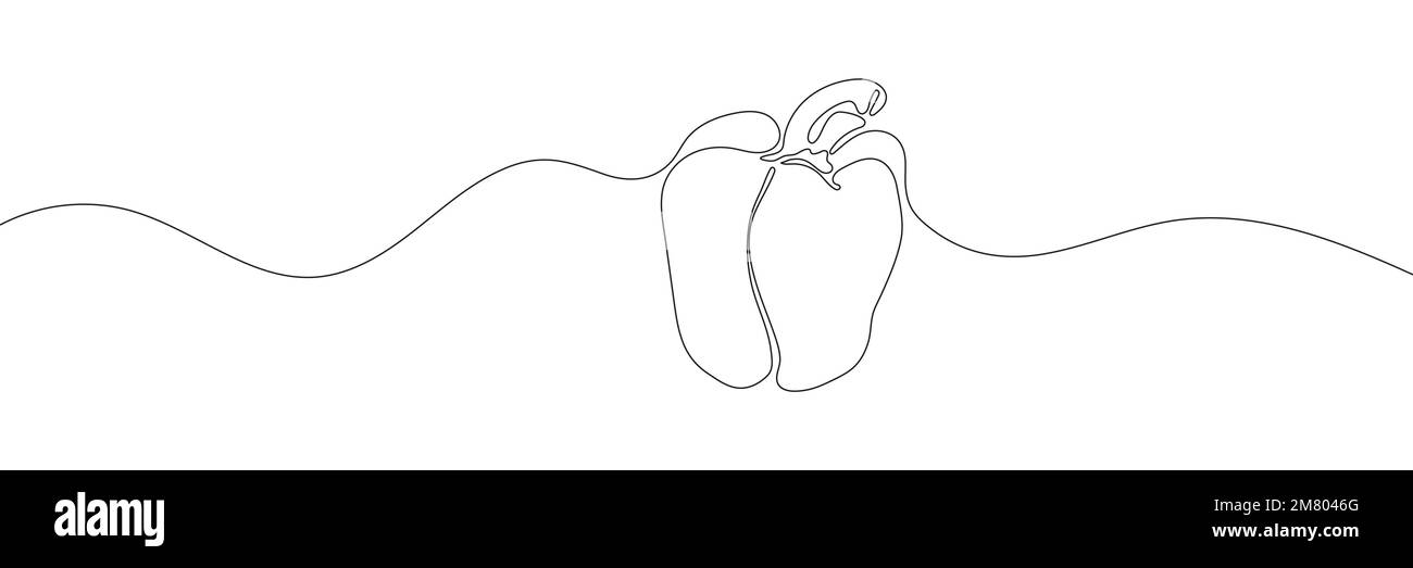 Peperone in stile disegno a linea continua. Illustrazione Vettoriale