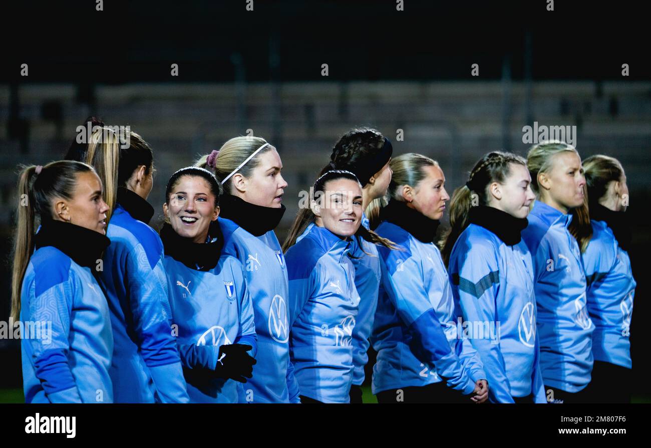 Malmoe, Svezia. 09th, gennaio 2023. I giocatori della prima squadra femminile di Malmö FF si sono visti durante la prima sessione di allenamento del 2023 allo stadio IP di Malmoe. (Photo credit: Gonzales Photo - Joe Miller). Foto Stock