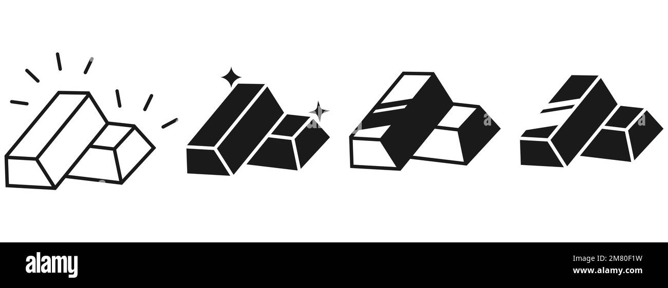 Set di icone a barre dorate. Finanza commerciale. Lingotti o barrette d'oro. Illustrazione vettoriale. EPS 10. Illustrazione Vettoriale