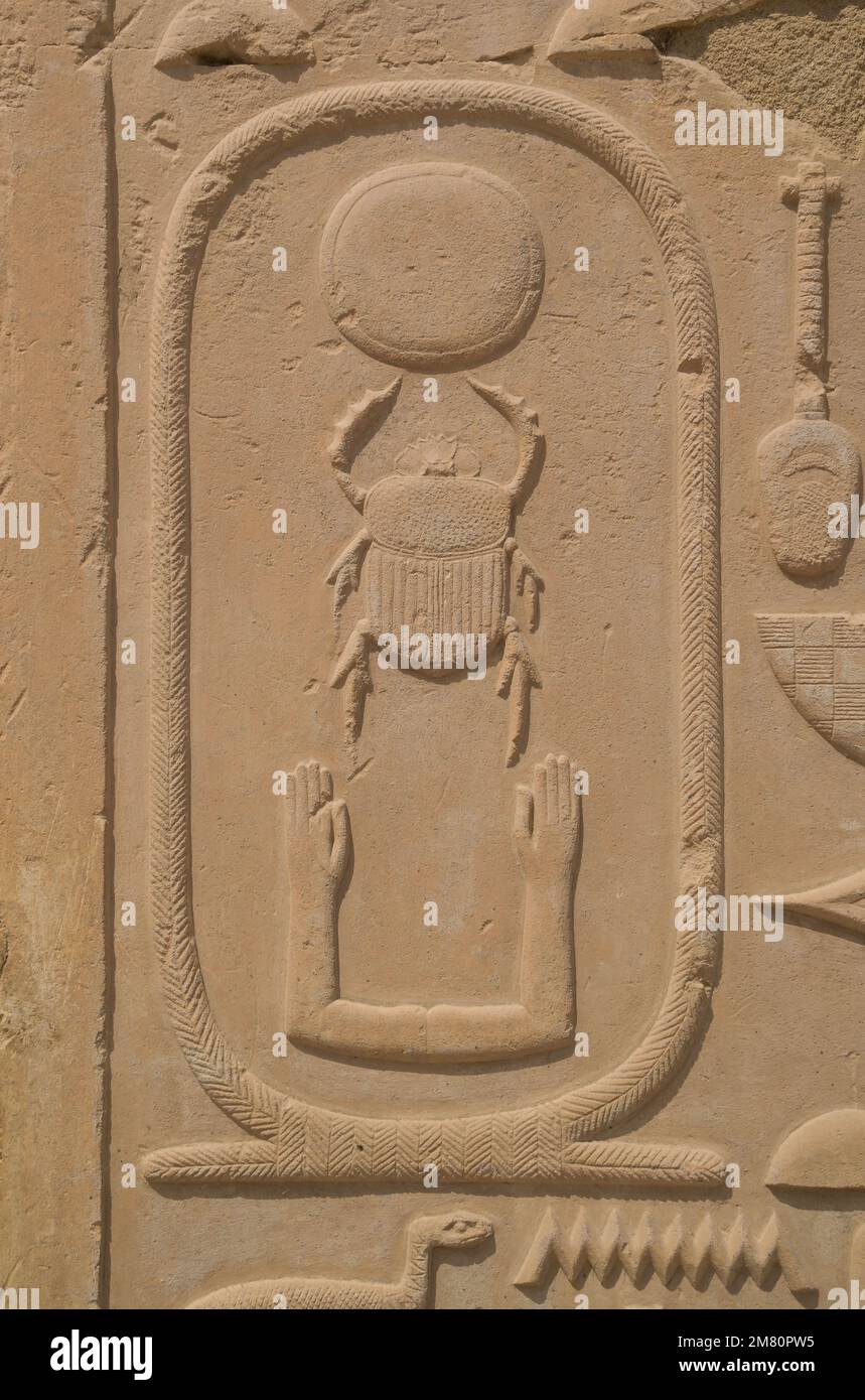 Skarabäus, Karnak-Tempel, Karnak, Ägypten Foto Stock