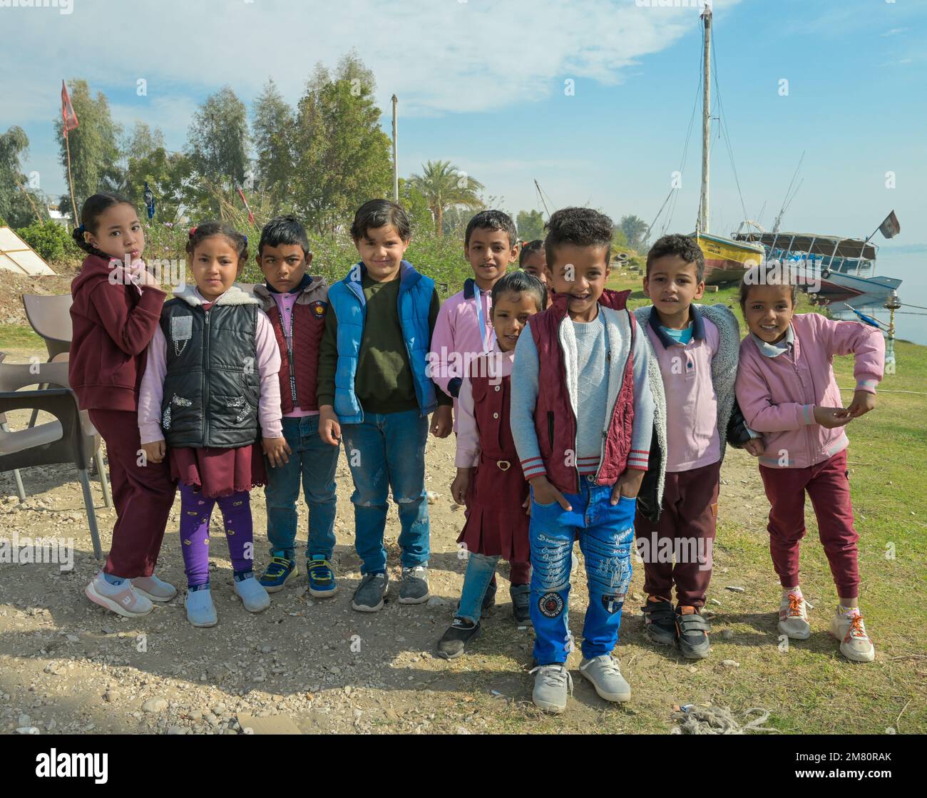 Gruppe Schüler auf Ausflug, Luxor, Ägypten Foto Stock