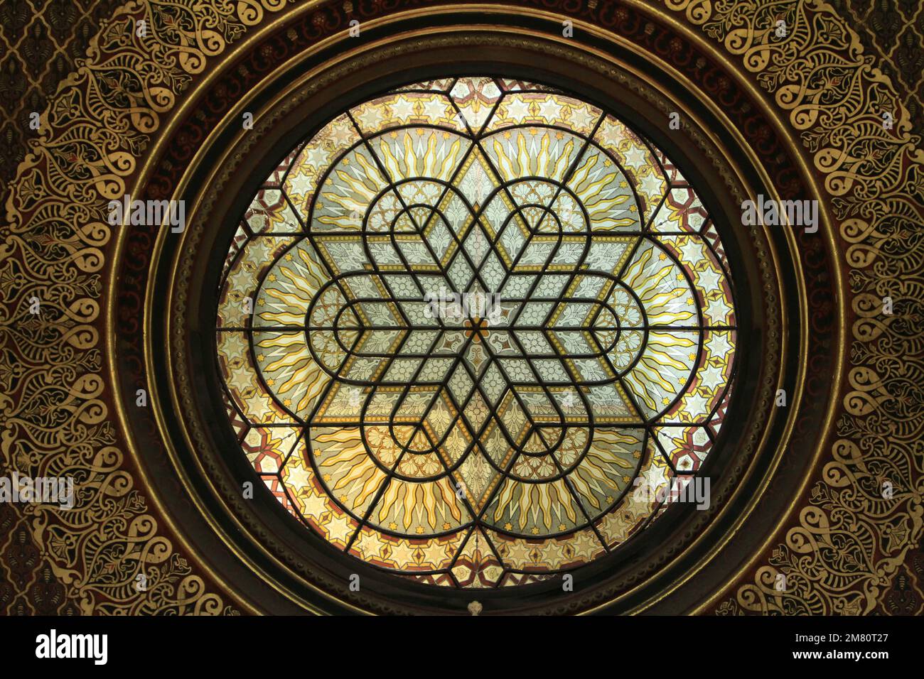 Vitrail. Sinagoga Espagnole. Praga. Tchèquie. Europa. Foto Stock