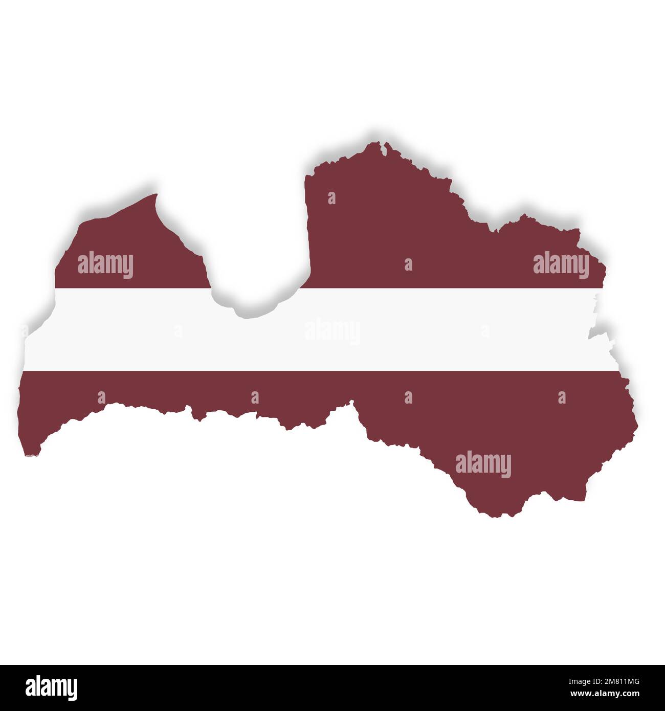 Mappa della bandiera lettone su sfondo bianco con illustrazione del tracciato di ritaglio 3D Foto Stock