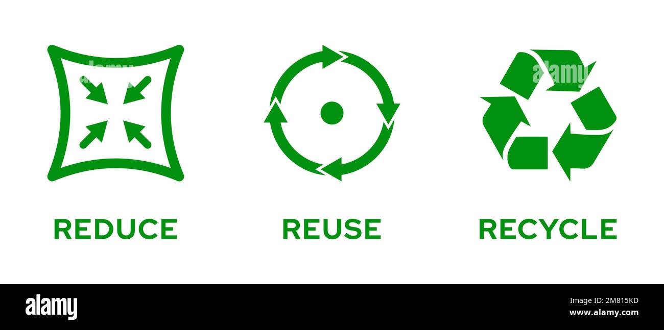 Riduci il set di icone Riutilizza riciclo isolato. Illustrazione vettoriale Illustrazione Vettoriale