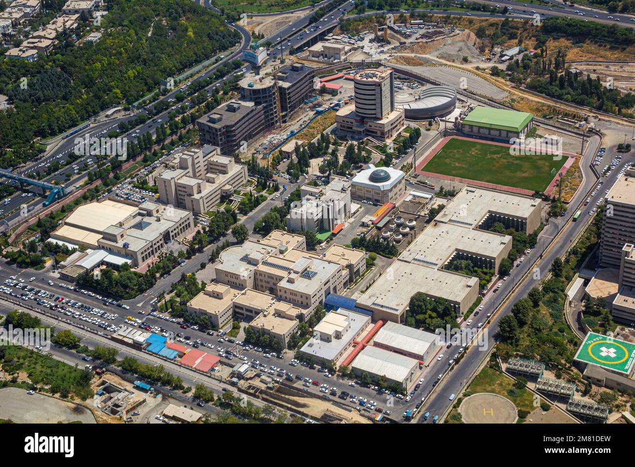 Veduta aerea dell'Università iraniana di Scienze Mediche a Teheran, capitale dell'Iran. Foto Stock