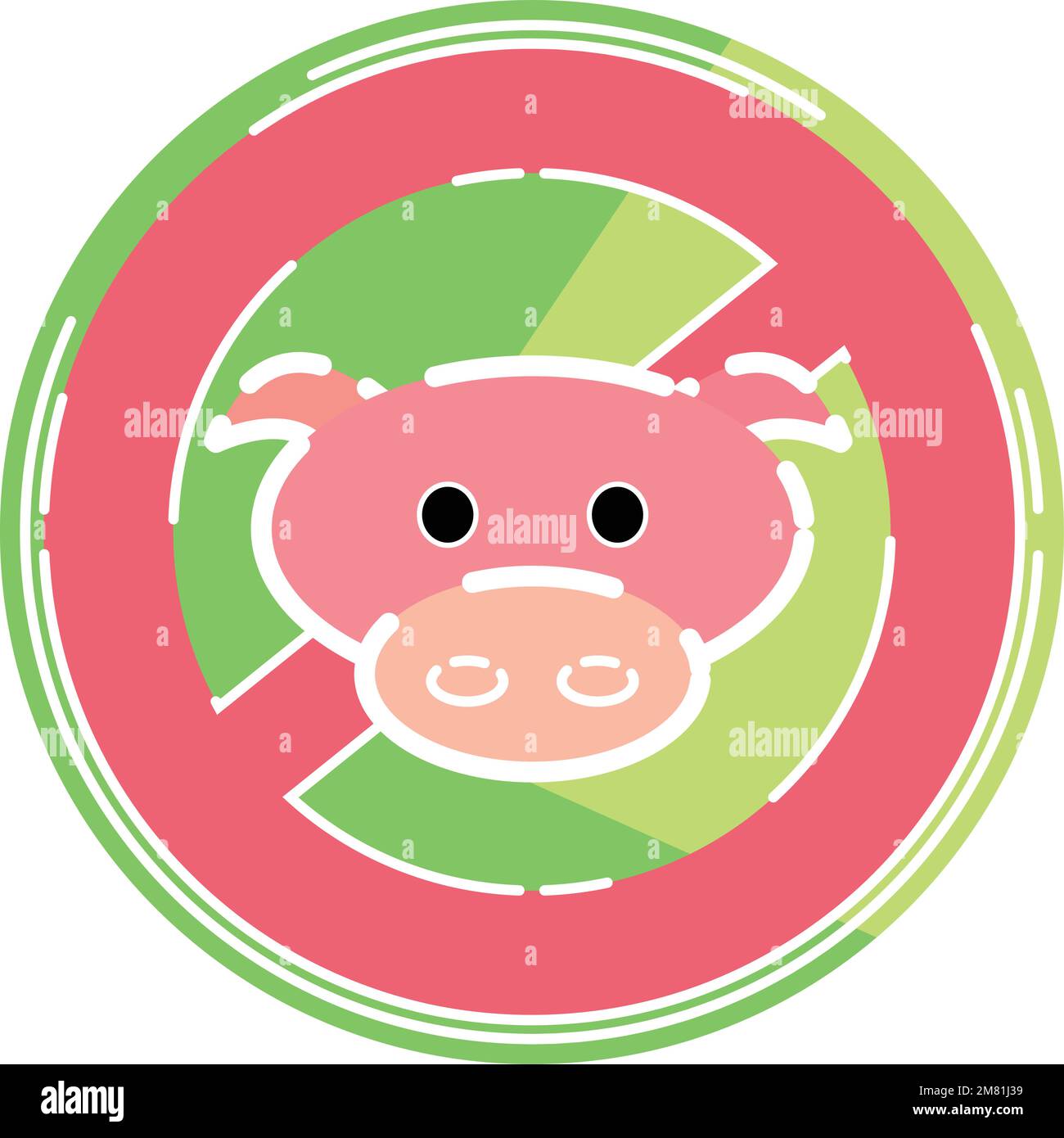 Avatar maiale isolato su proibion Signal Vegan Lifestyle Vector Illustrazione Vettoriale