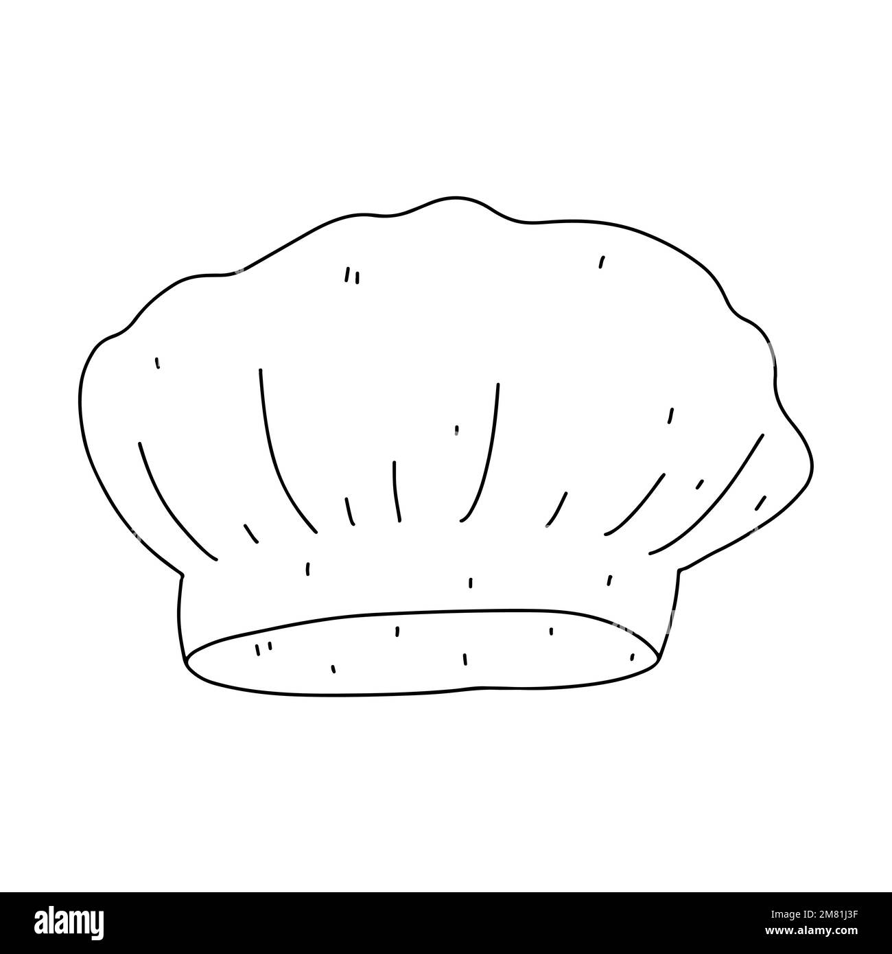 Cappellino da cucina in stile doodle trainato a mano. Capo dello chef. Panetteria tradizionale o uniforme ristorante. Illustrazione vettoriale isolata su sfondo bianco Illustrazione Vettoriale