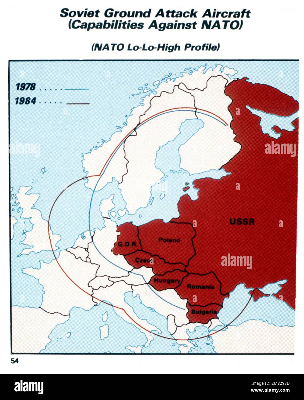 Velivolo di attacco di terra sovietico - capacità contro la NATO. Per gentile concessione del potere militare sovietico, 1984. FOTO N° 54, pagina 56, in alto. Paese: Sconosciuto Foto Stock