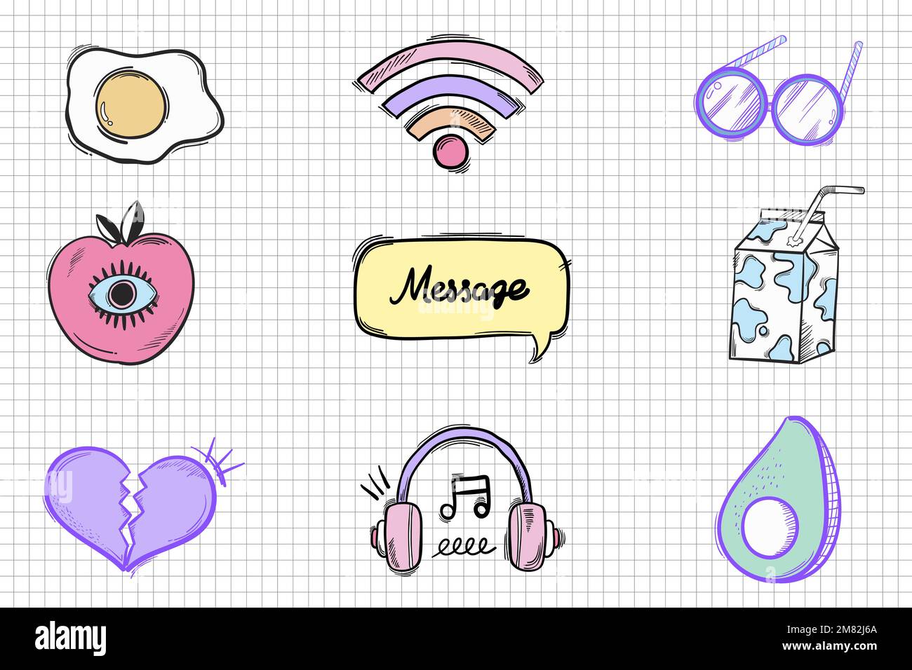 Icona dei social media vettore mano doodle cartoni animati Illustrazione Vettoriale