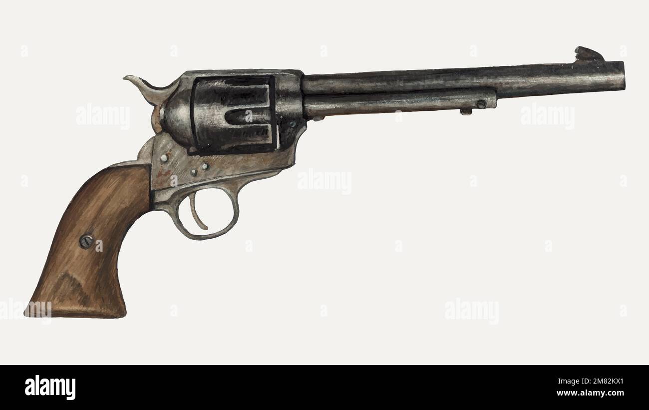 Vintage revolver gun illustrazione vettoriale, remixata dalla grafica di Elizabeth Johnson Illustrazione Vettoriale