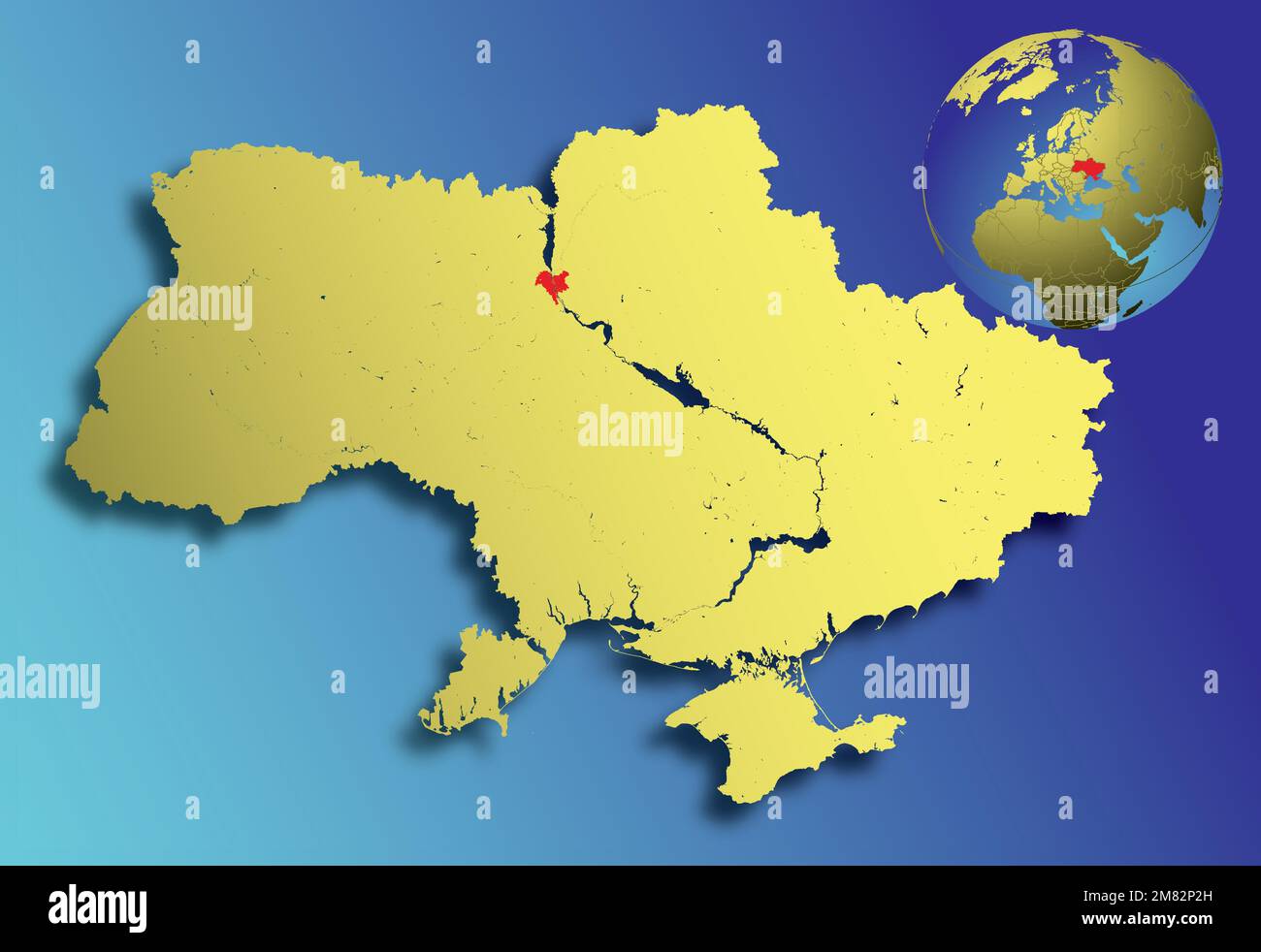 Mappa dell'Ucraina con fiumi e laghi e globo terrestre con Ucraina in rosso. Fatto a mano. Guarda le altre mie immagini di serie cartografiche: Sono Illustrazione Vettoriale