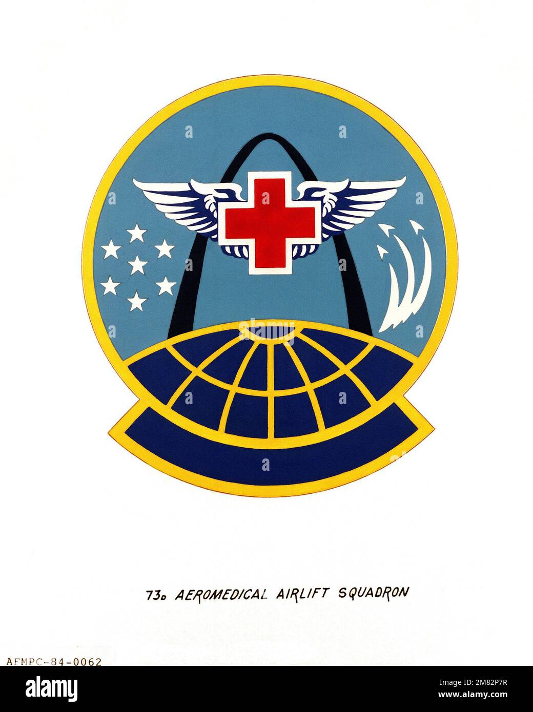 Emblema ufficiale per il 73rd Aeromedical Airlift Squadron. Paese: Sconosciuto Foto Stock