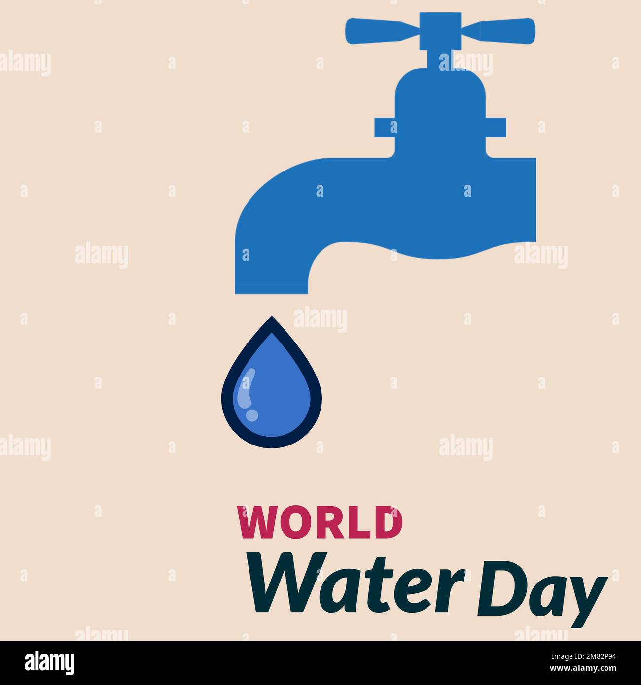 La tipografia del logo del World Water Day Concept. Ogni goccia conta. Risparmiare acqua salvare la vita, concetto di protezione ambientale mondiale - Giornata dell'ambiente Foto Stock