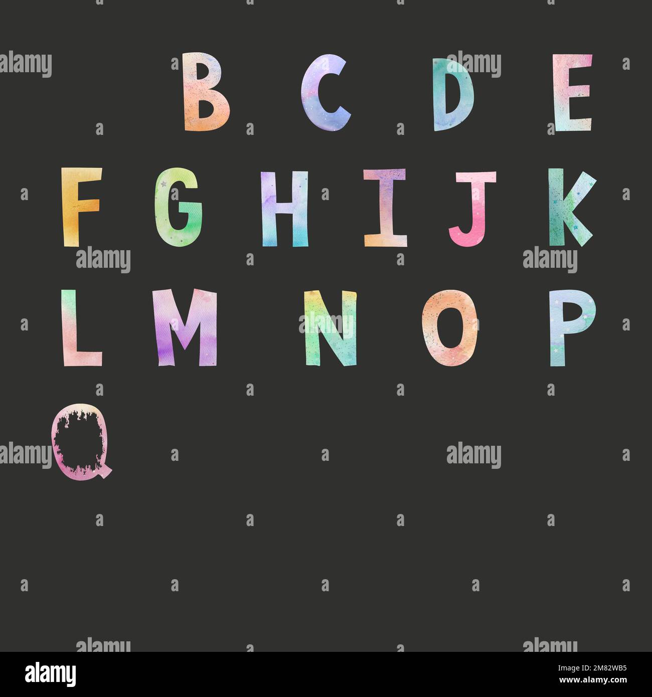 Watercolor abc Imposta il vettore di scrittura Illustrazione Vettoriale