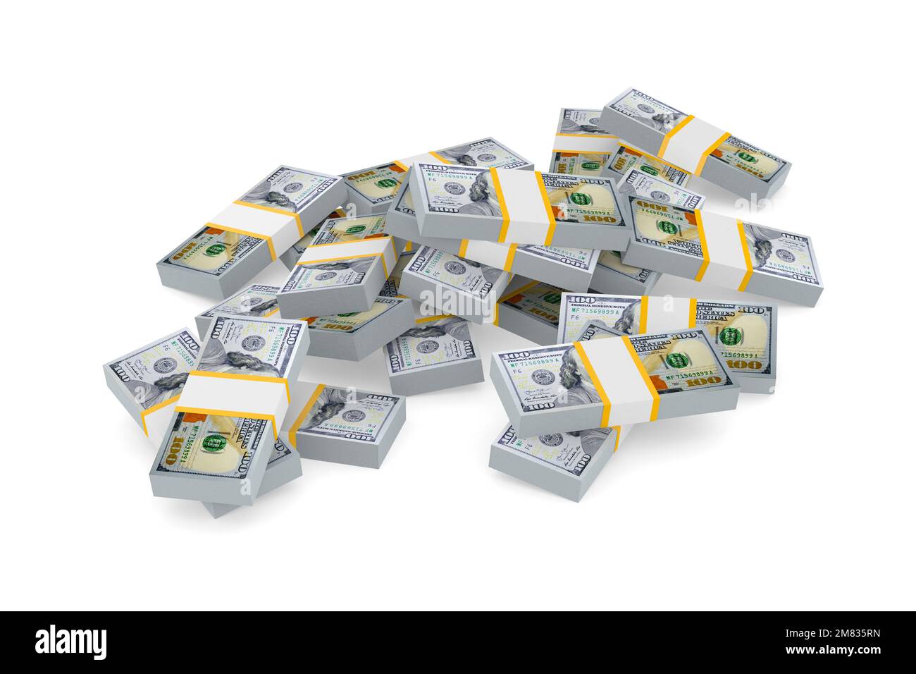 soldi su sfondo bianco. Illustrazione 3D isolata Foto Stock
