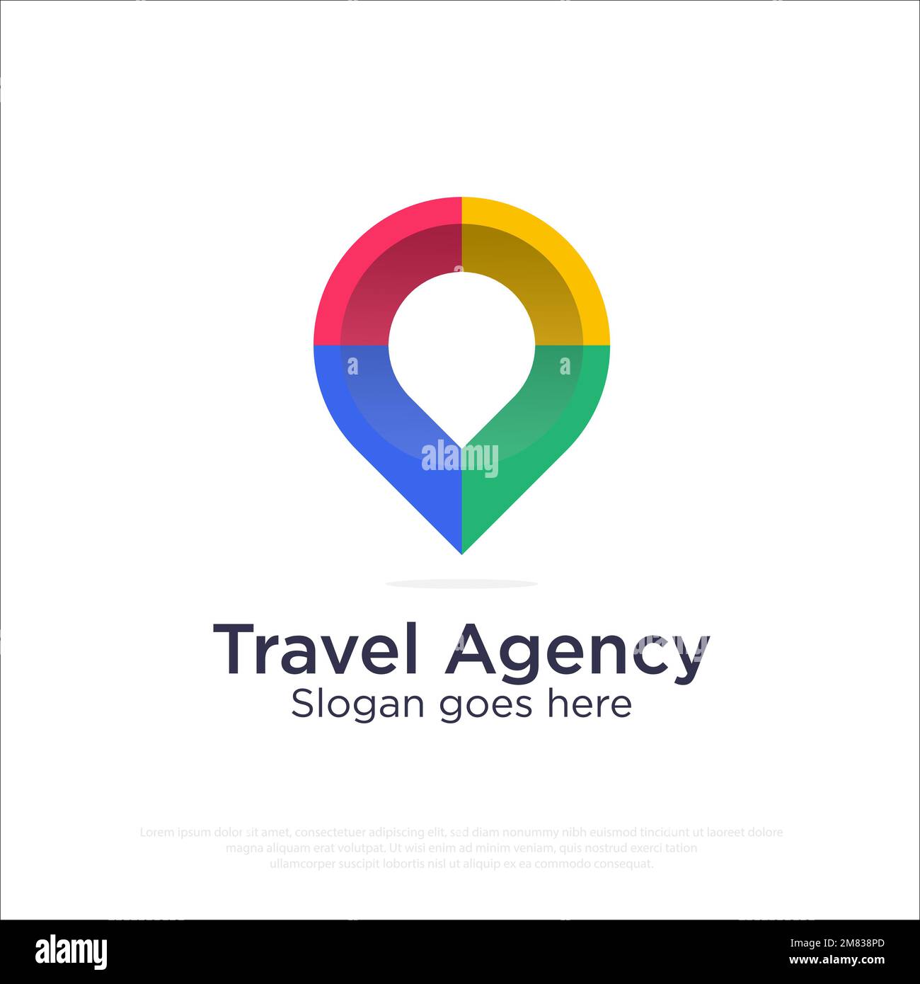 Design del logo Modern Travel Agency, modello vettoriale icona del logo di viaggio estivo Illustrazione Vettoriale